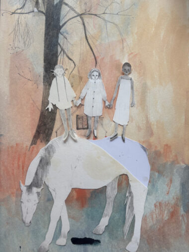 Three sisters and a palomino horse